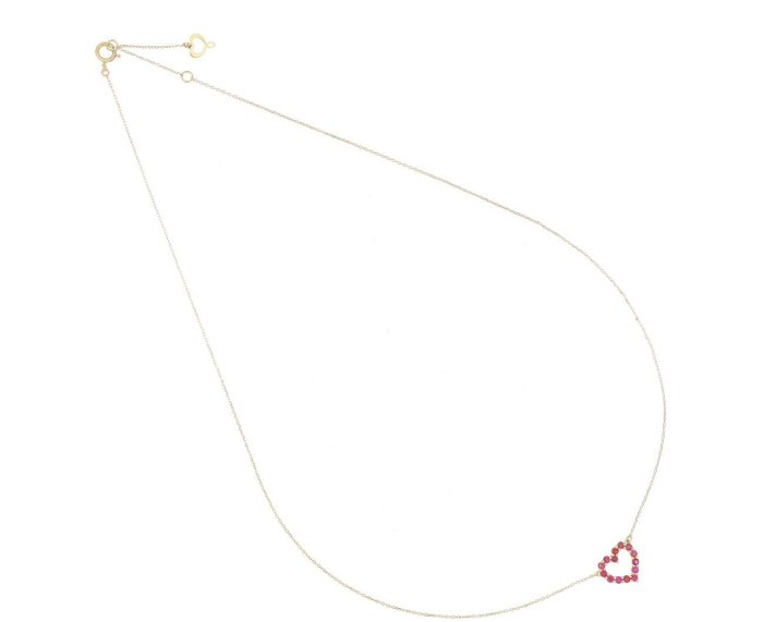 COLLANA MAMAN ET SOPHIE AVRVM BRILLANDO IN ORO GIALLO CON CUORE DI RUBINI