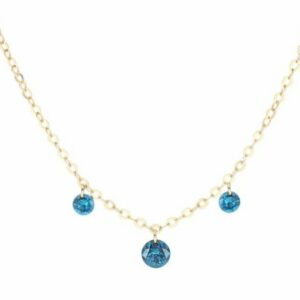 COLLANA MAMAN ET SOPHIE AVRVM DIAMANTE NUDO IN ORO GIALLO CON TRE DIAMANTI BLU (ct. 0,17)