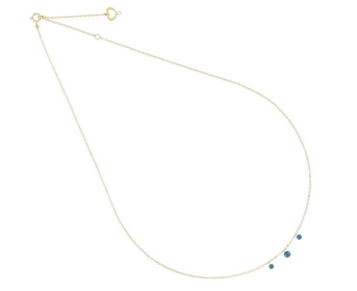 COLLANA MAMAN ET SOPHIE AVRVM DIAMANTE NUDO IN ORO GIALLO CON TRE DIAMANTI BLU (ct. 0,17) - immagine 2