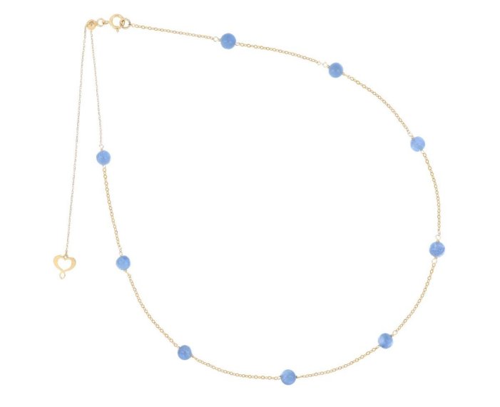 COLLANA MAMAN ET SOPHIE AVRVM NUVOLE IN ORO GIALLO CON CIANITE AZZURRA