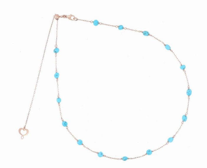 COLLANA MAMAN ET SOPHIE AVRVM PIETRE AVRVM IN ORO ROSA CON TURCHESE