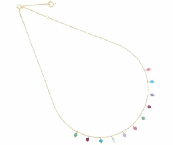 COLLANA MAMAN ET SOPHIE AVRVM PIETRE PENDENTI IN ORO GIALLO CON SMERALDO, RUBINO, APATITE, ACQUAMARINA, TANZANITE E TORMALINA ROSA
