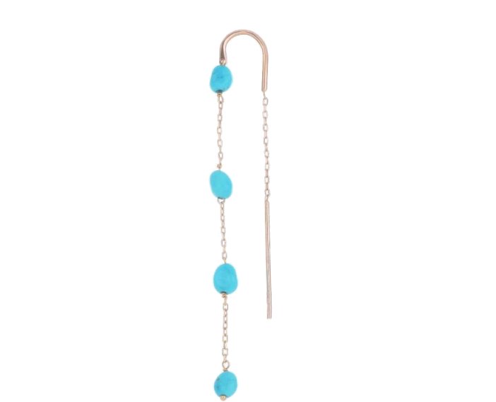 MONO ORECCHINO MAMAN ET SOPHIE AVRVM PIETRE AVRVM IN ORO ROSA CON TURCHESE