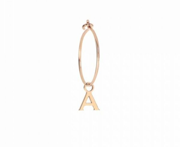 MONO ORECCHINO MAMAN ET SOPHIE AVRVM LETTERING 18KT IN ORO ROSA CON LETTERINA '' A '' (PERSONALIZZABILE)