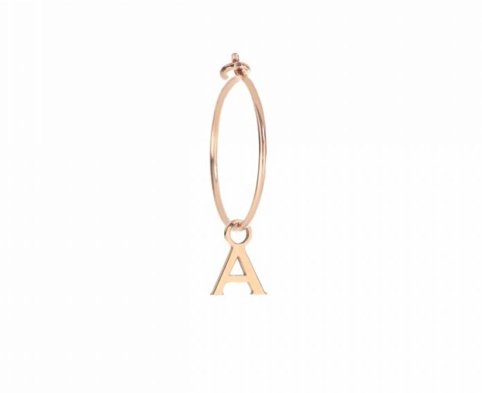 MONO ORECCHINO MAMAN ET SOPHIE AVRVM LETTERING 18KT IN ORO ROSA CON LETTERINA '' A '' (PERSONALIZZABILE)
