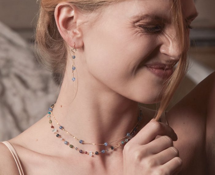 MONO ORECCHINO MAMAN ET SOPHIE AVRVM NUVOLE IN ORO GIALLO CON CIANITE AZZURRA - immagine 2