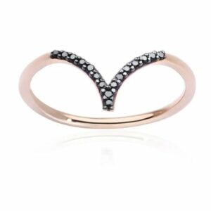 ANELLO BURATO GIOIELLI CHEVRON BLACK IN ORO ROSA CON DIAMANTI BLACK (ct. 0,07)