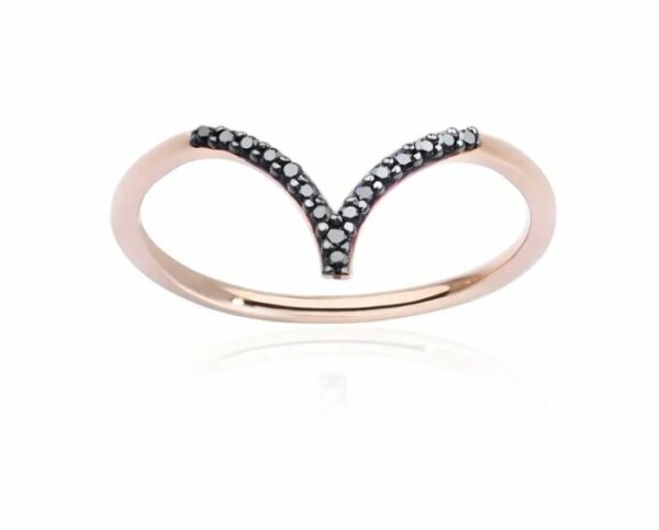 ANELLO BURATO GIOIELLI CHEVRON BLACK IN ORO ROSA CON DIAMANTI BLACK (ct. 0,07)