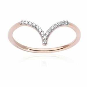 ANELLO BURATO GIOIELLI CHEVRON WHITE IN ORO ROSA E BIANCO CON DIAMANTI (ct. 0,07)