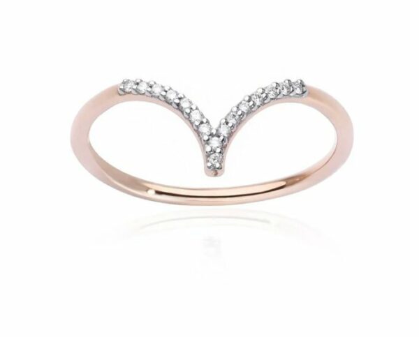 ANELLO BURATO GIOIELLI CHEVRON WHITE IN ORO ROSA E BIANCO CON DIAMANTI (ct. 0,07)