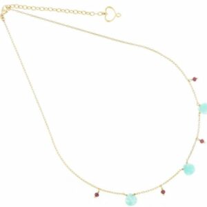 COLLANA MAMAN ET SOPHIE FASHION GOCCE IN ARGENTO 925 AMAZZONITE E GRANATO