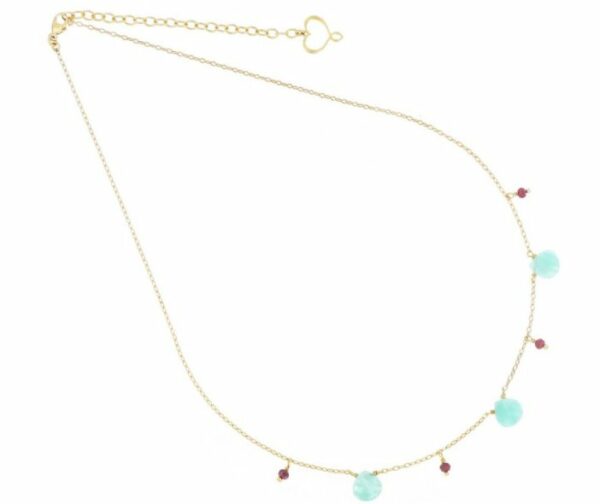 COLLANA MAMAN ET SOPHIE FASHION GOCCE IN ARGENTO 925 AMAZZONITE E GRANATO