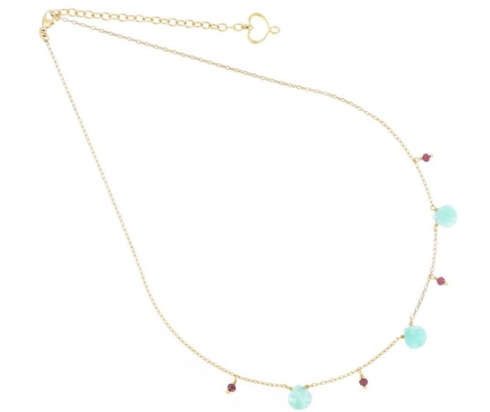 COLLANA MAMAN ET SOPHIE FASHION GOCCE IN ARGENTO 925 AMAZZONITE E GRANATO