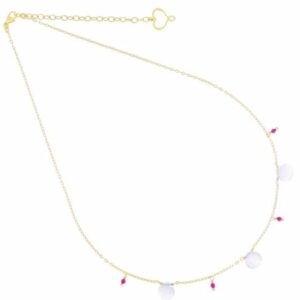 COLLANA MAMAN ET SOPHIE FASHION GOCCE IN ARGENTO 925 CALCEDONIO E RUBELLITE