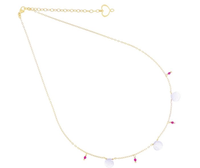 COLLANA MAMAN ET SOPHIE FASHION GOCCE IN ARGENTO 925 CALCEDONIO E RUBELLITE