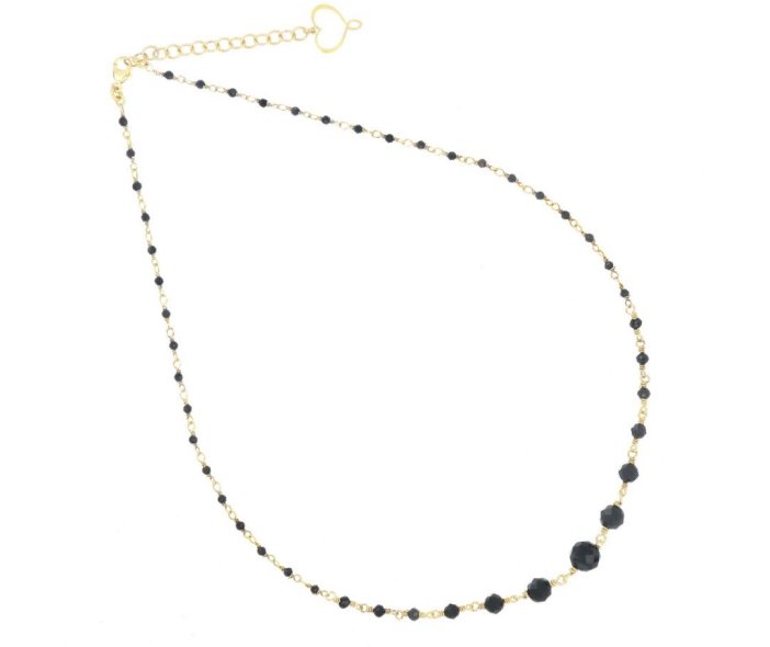 COLLANA MAMAN ET SOPHIE FASHION ONDA NERA CORTA IN ARGENTO 925 E SPINELLI