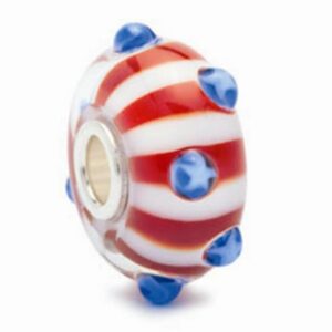 TROLLBEADS BEADS WORLD TOUR USA STELLE E STRISCE IN VETRO E ARGENTO 925