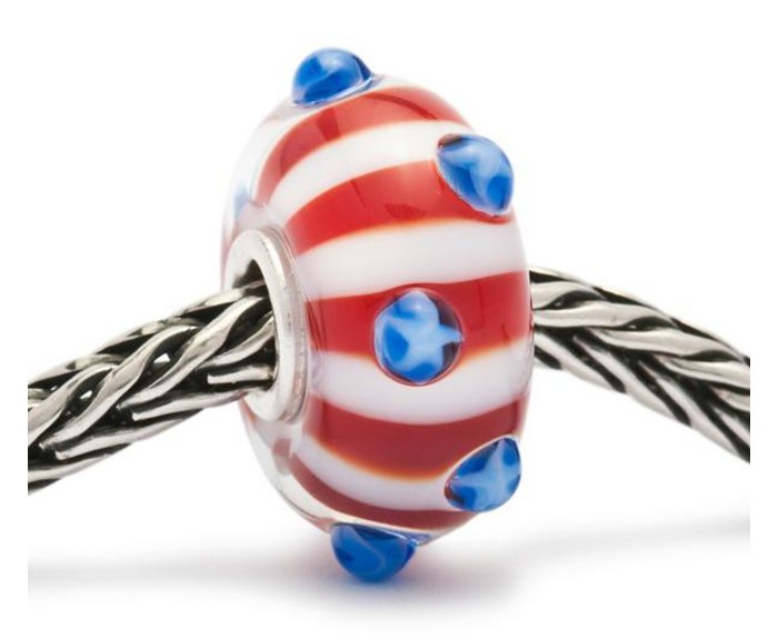TROLLBEADS BEADS WORLD TOUR USA STELLE E STRISCE IN VETRO E ARGENTO 925 - immagine 2