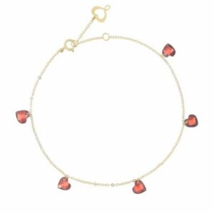 BRACCIALE MAMAN ET SOPHIE AVRVM CUORE NUDO IN ORO GIALLO CON CUORI IN GRANATO ROSSO