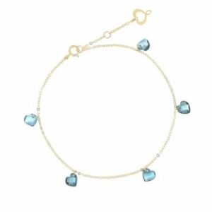 BRACCIALE MAMAN ET SOPHIE AVRVM CUORE NUDO IN ORO GIALLO CON CUORI IN TOPAZIO LONDON BLUE