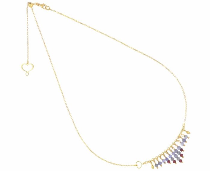 COLLANA MAMAN ET SOPHIE FASHION FRANGE IN ARGENTO 925, TANZANITI E GRANATI