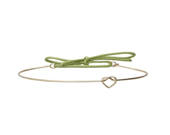 BRACCIALE RUBINIA FILODAMORE CON CUORE ANNODATO IN ORO GIALLO 9KT