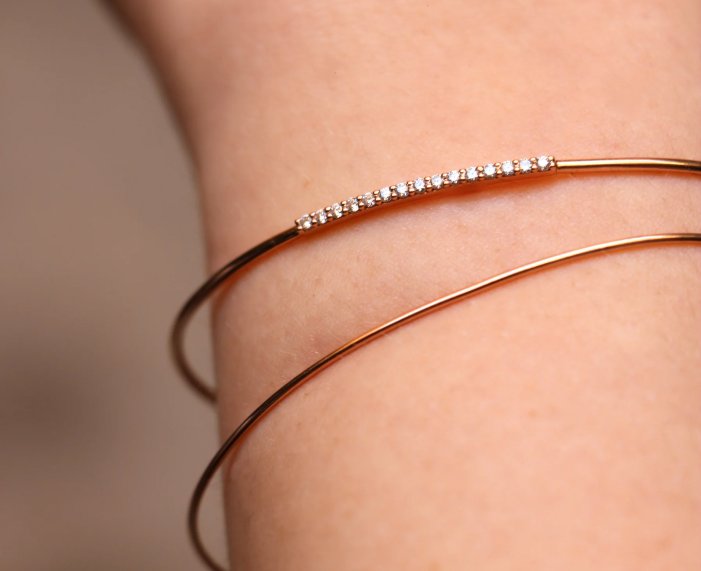 BRACCIALE RUBINIA FILODAMORE IN ORO ROSA 9KT. CON DIAMANTI (ct.0,13) - immagine 2