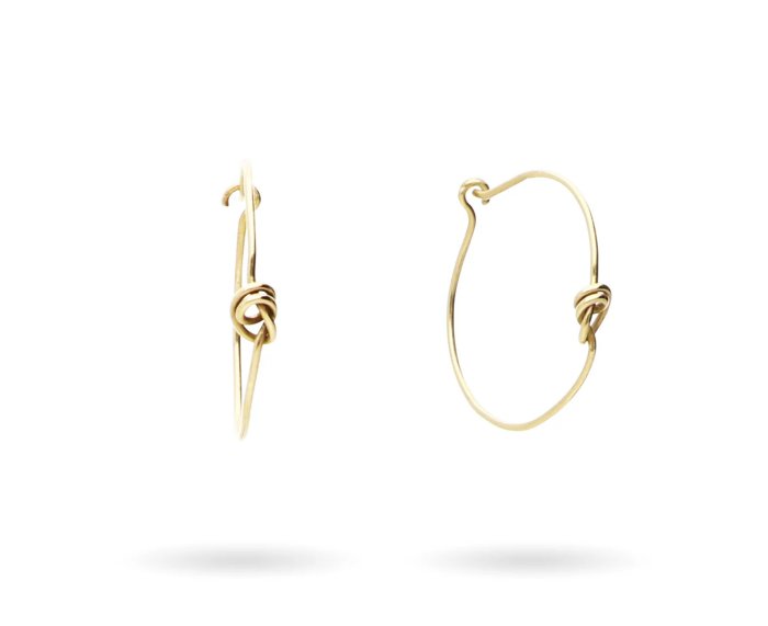 ORECCHINI RUBINIA FILODAMORE CON NODINO IN ORO GIALLO 9KT