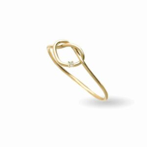 ANELLO RUBINIA FILODAMORE CON CUORE ANNODATO IN ORO GIALLO 9KT E DIAMANTE (ct. 0,03)