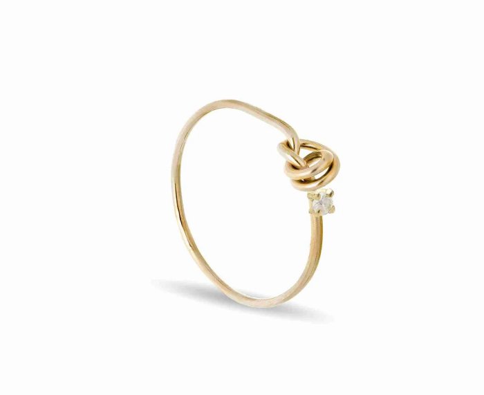 ANELLO RUBINIA FILODAMORE CON NODINO IN ORO GIALLO 9KT E DIAMANTE (ct. 0,03)