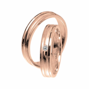 ANELLO FEDE UNICA AURORA COLLECTION IN ORO ROSA CON DIAMANTI