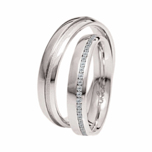 ANELLO FEDE UNICA AURORA COLLECTION IN ORO BIANCO CON DIAMANTI