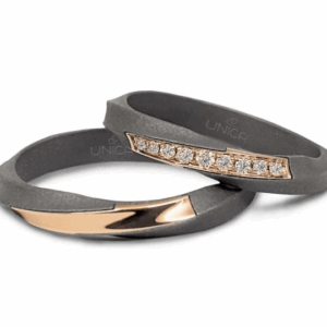 ANELLO FEDE UNICA TITANIO COLLECTION IN TITANIO, ORO ROSA E DIAMANTI