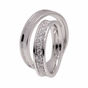 ANELLO FEDE UNICA BAGLIORI COLLECTION IN ORO BIANCO CON DIAMANTI