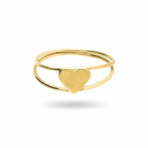 ANELLO RUBINIA FILODAMORE DOPPIO CON CUORICINO IN ORO GIALLO 9KT