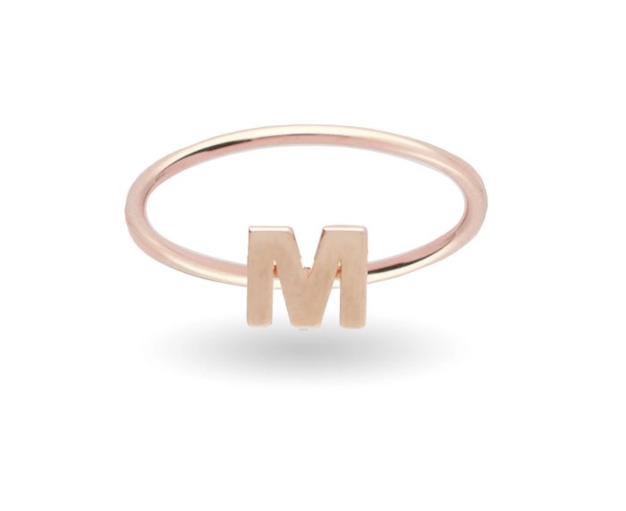 ANELLO RUBINIA FILODAMORE CON INIZIALE IN ORO GIALLO 9KT