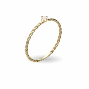 ANELLO RUBINIA FILODAMORE INTRECCIATO IN ORO GIALLO 9KT CON DIAMANTE (ct. 0,05)