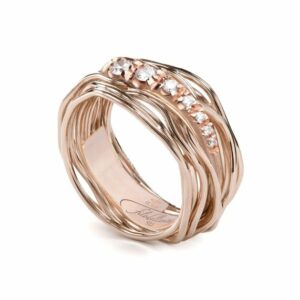 ANELLO RUBINIA FILODELLAVITA CLASSIC COLLECTION 13 FILI IN ORO ROSA 9KT E DIAMANTI BIANCHI A GRADIENTE (ct. 0,19)