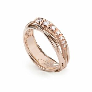 ANELLO RUBINIA FILODELLAVITA CLASSIC COLLECTION 7 FILI IN ORO ROSA 9KT E DIAMANTI BIANCHI A GRADIENTE (ct. 0,19)