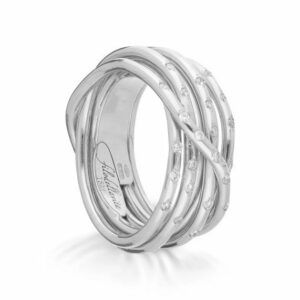 ANELLO RUBINIA FILODELLAVITA LEDA COLLECTION 7 FILI IN ORO BIANCO 18KT E DIAMANTI BIANCHI (ct. 0,28)