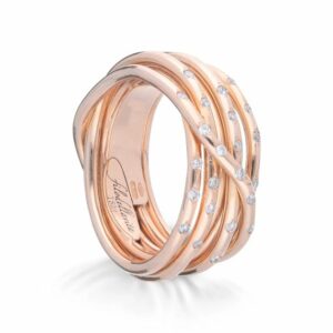 ANELLO RUBINIA FILODELLAVITA LEDA COLLECTION 7 FILI IN ORO ROSA 18KT E DIAMANTI BIANCHI (ct. 0,28)