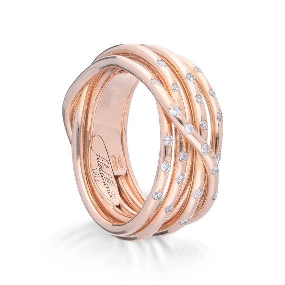 ANELLO RUBINIA FILODELLAVITA LEDA COLLECTION 7 FILI IN ORO ROSA 18KT E DIAMANTI BIANCHI (ct. 0,28)