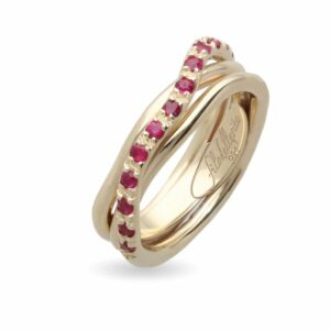 ANELLO RUBINIA FILODELLAVITA PREZIOSO COLLECTION 3 FILI IN ORO ROSA 9KT E SMERALDI (ct. 0,37)